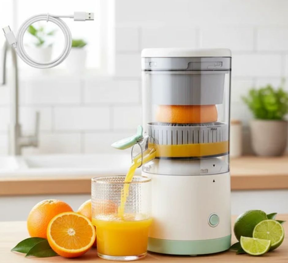 Portable Electric Juice Squeezer – USB Rechargeable Citrus Juicer for Oranges, Lemons & Fresh Fruit