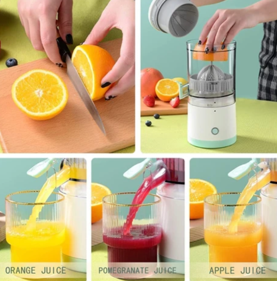 Portable Electric Juice Squeezer – USB Rechargeable Citrus Juicer for Oranges, Lemons & Fresh Fruit