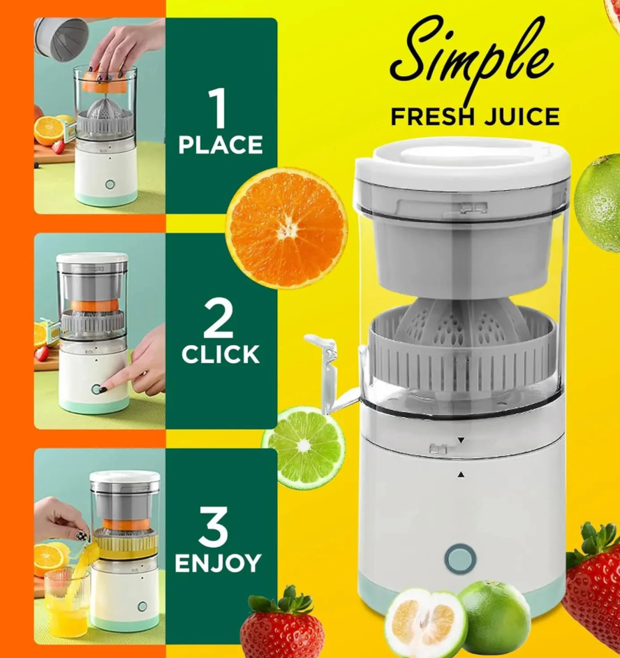 Portable Electric Juice Squeezer – USB Rechargeable Citrus Juicer for Oranges, Lemons & Fresh Fruit